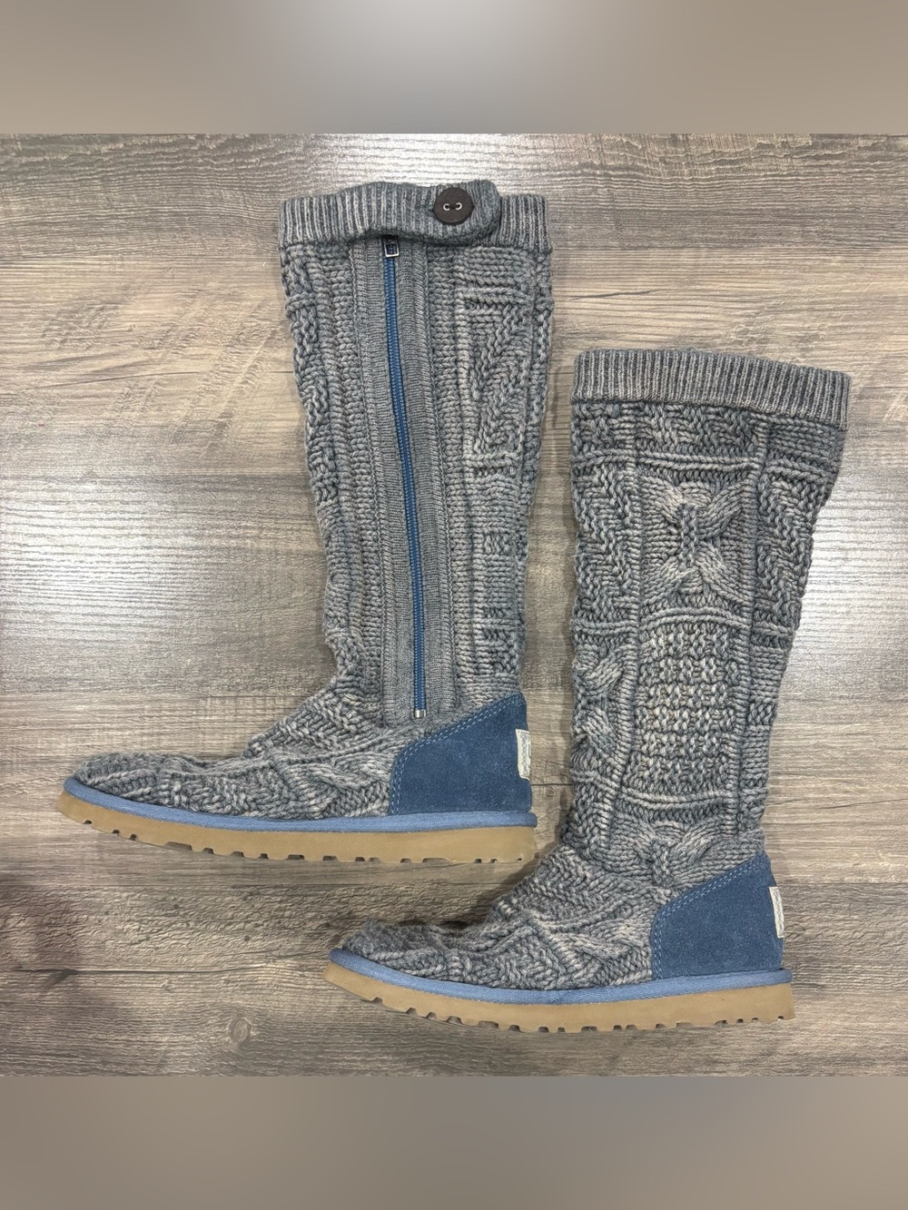 UGG Australia Patchwork Knit Lattice Cardy Tall Boot - US 5